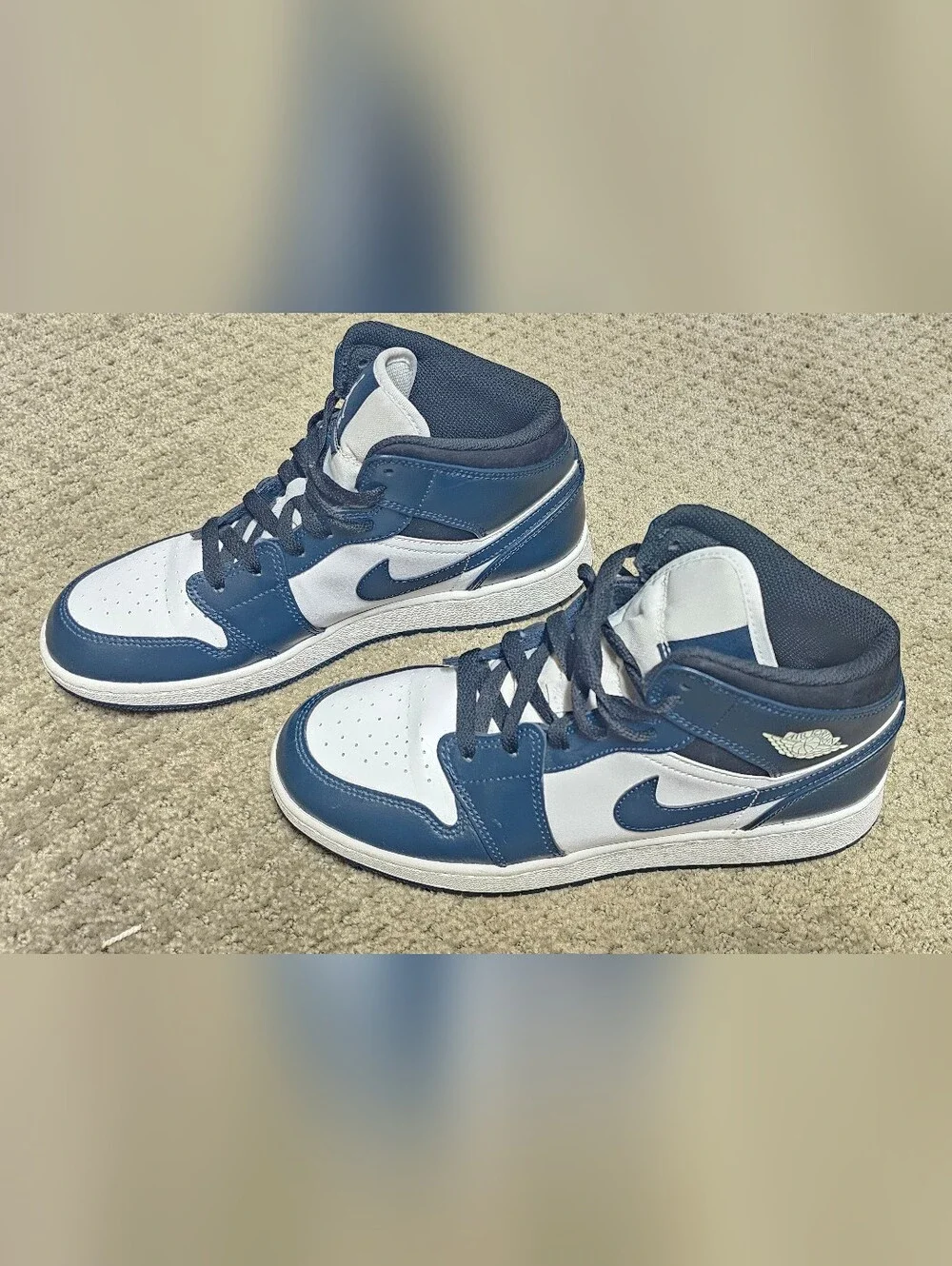 Jordan Men’s Mid-Top Sneakers in Navy and White